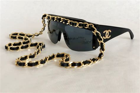 chanel sunglasses chain detail|chanel sunglasses with on side.